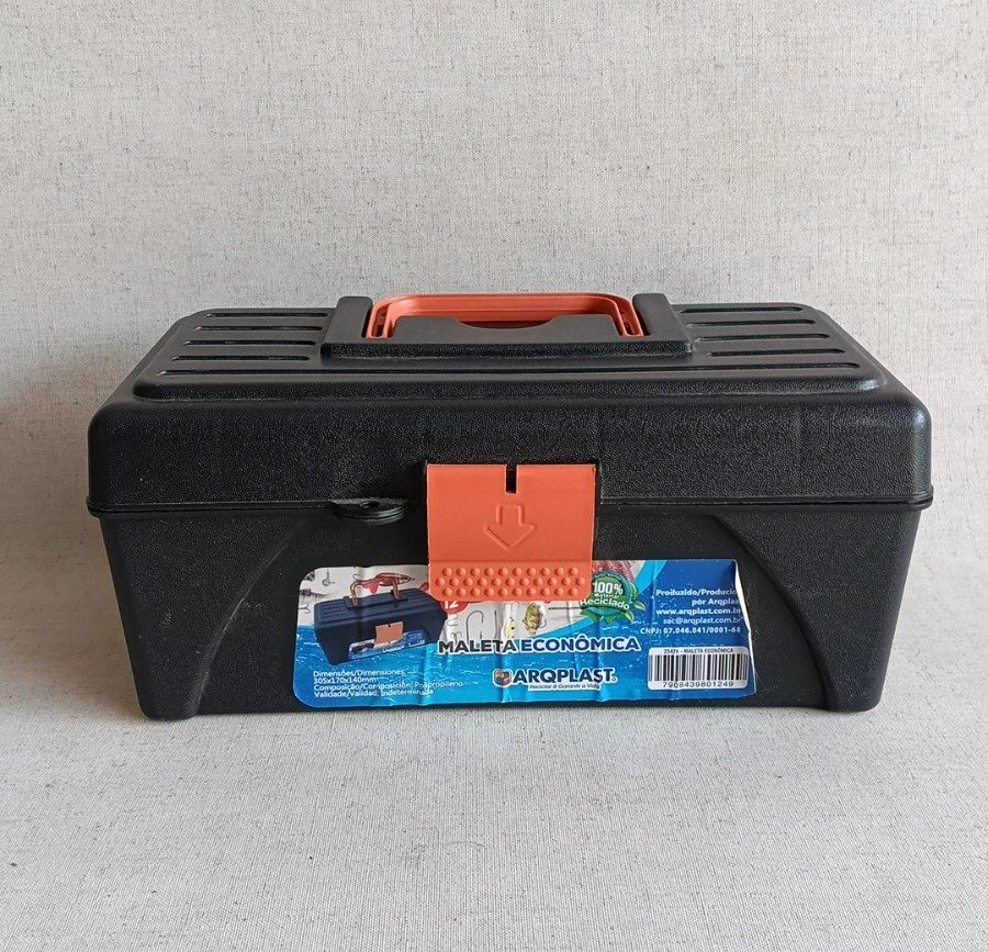 Caja de Herramientas Negra con Bandeja Organizadora ARQPLAST 12 Pulgadas