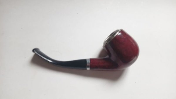 Pipa de fumar tabaco de madera y metal - imagen 3