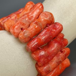 Pulsera Elastizada de Coral Natural Rojo Intenso - imagen 5