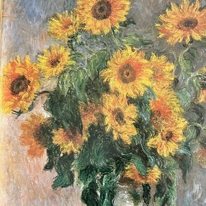 Cuadro "Girasoles" Estilo Impresionista Claude Monet Marco Dorado - imagen 4