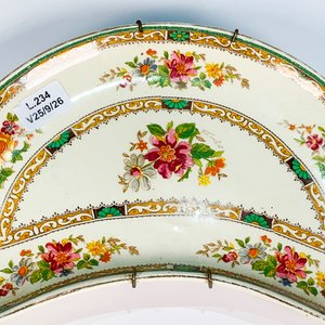 Fuente de Loza Inglesa "Creampetal" Grindley Beige Decoración Floral Media Luna 20x13cm - imagen 6