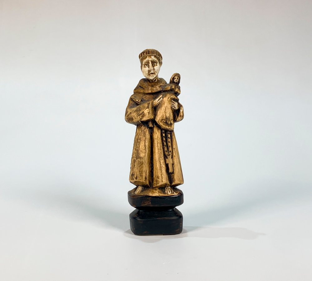 Escultura Religiosa Cerámica: San Antonio de Padua con Niño