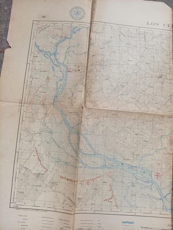 Antiguo Plano Geográfico de Los Cerrillos, Uruguay - Instituto Geográfico 1949