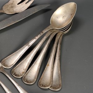 Conjunto Wolff de 56 Cubiertos de Plata Alpaca: Piezas de Servir, Cuchillos, Tenedores y Cucharas - imagen 5