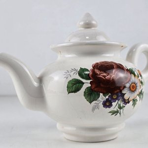 Tetera de Cerámica con Calentador y Flores Pintadas - imagen 3