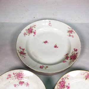 Set de 7 Platos de Porcelana Blanca Floral Limoges con Borde Dorado - imagen 3