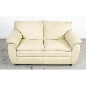 Sofá de Dos Cuerpos Tapizado en Cuero Beige - imagen 1