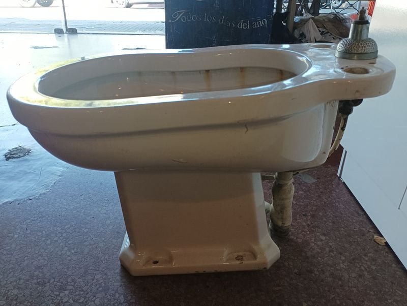 Bidet de Porcelana Blanca con Manija de Plata - imagen 2