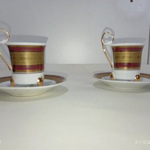 Juego de Café Royal Heritage: 6 Pocillos y 6 Platitos de Porcelana Italiana con Detalles Dorados - imagen 3