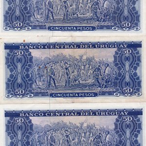 Lote de 3 Billetes de 50 Pesos Uruguayos - imagen 2