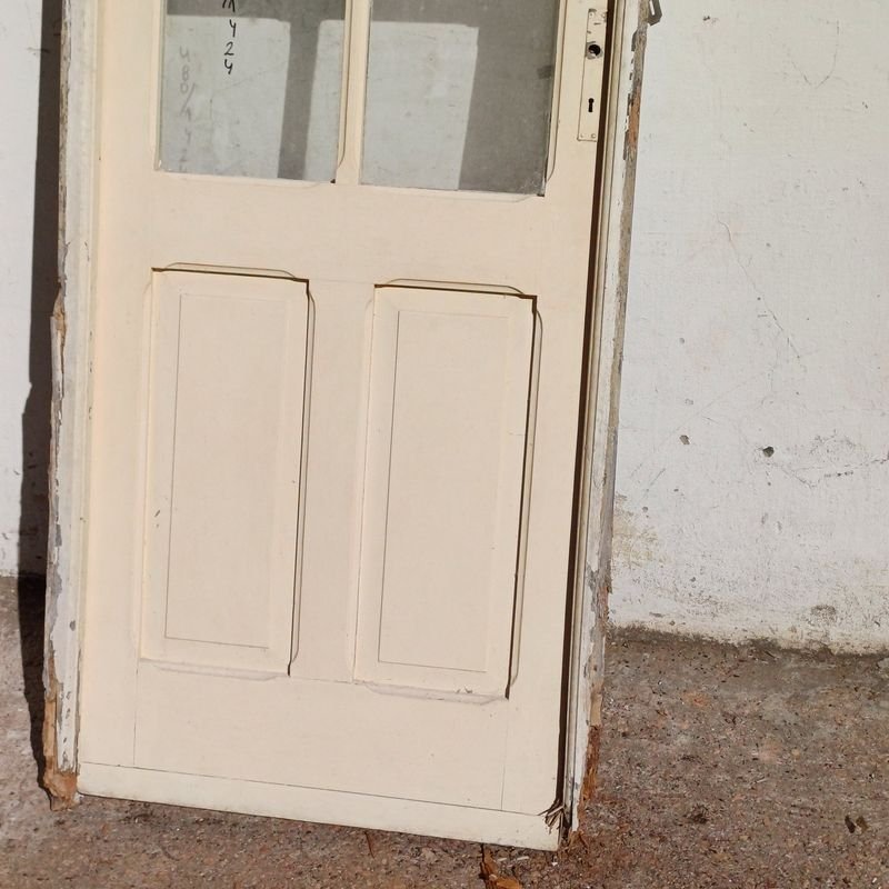 Puerta de tablero en cedro con vidrios estilo colonial y marco de pinotea - imagen 4