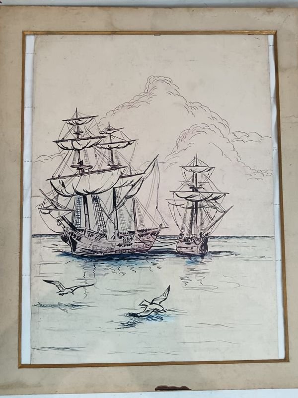 Dibujo de barco firmado por Edgar