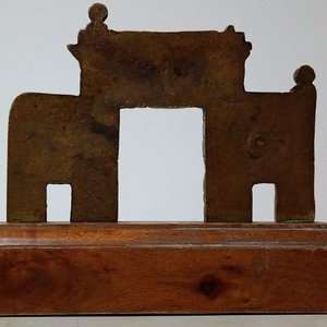 Reproducción Bronce Puerta del Carmen Zaragoza Base Madera Placa Dorada - imagen 3