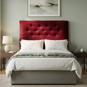 Respaldo Tapizado Rojo Acolchado para Sommier de 2 Plazas - imagen 1