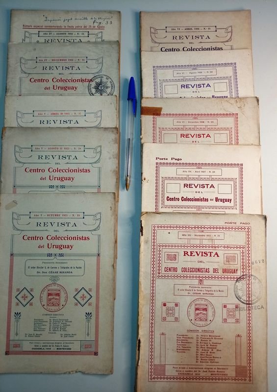 10 Revistas Centro Coleccionistas Uruguay (1924-1927) Filatelia Publicidad Época