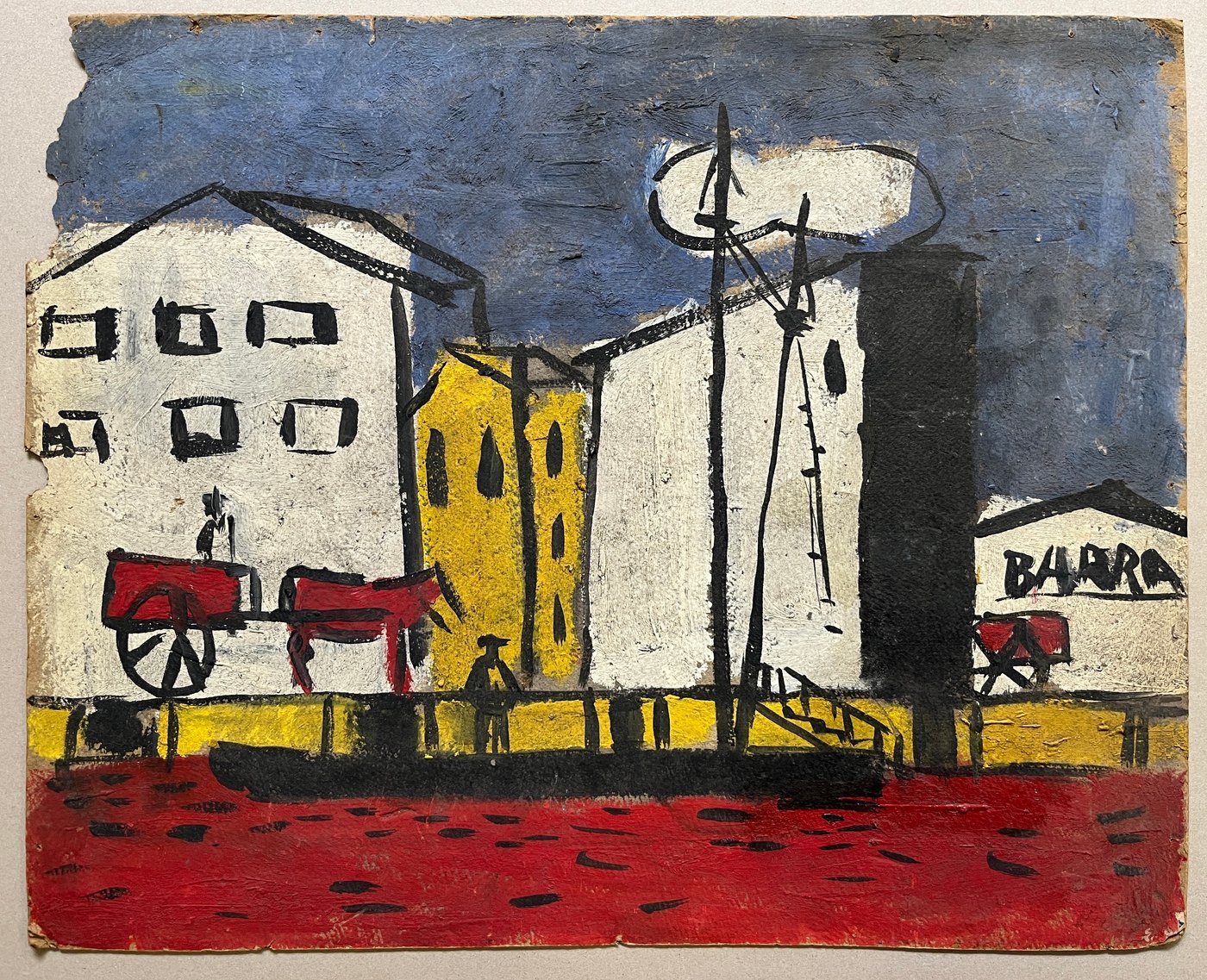 Oleo "Caballo y Carro" de Jonio Montiel, 40 x 50 cm