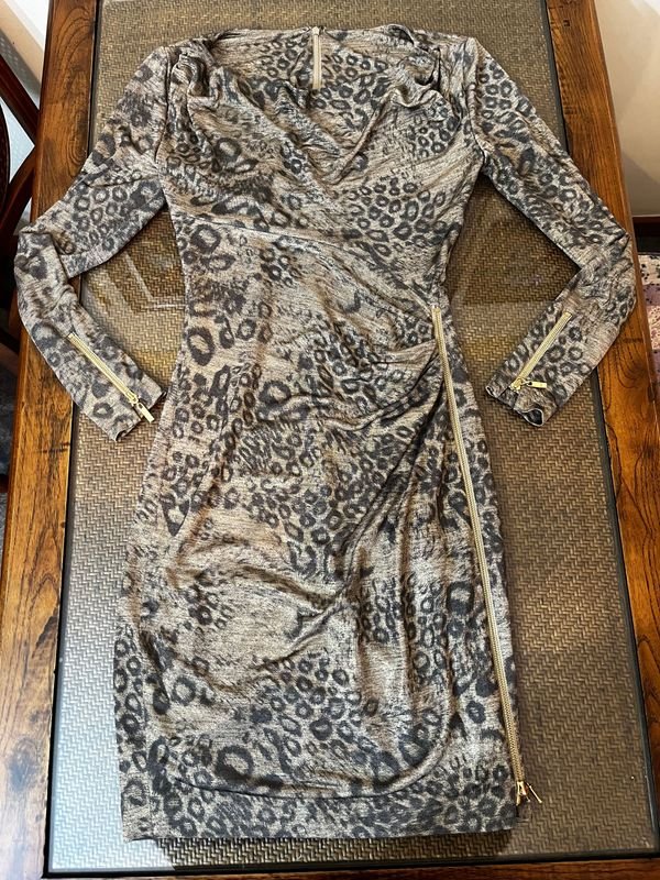 Vestido Talle M Leopardo Dorado Elegante - imagen 1