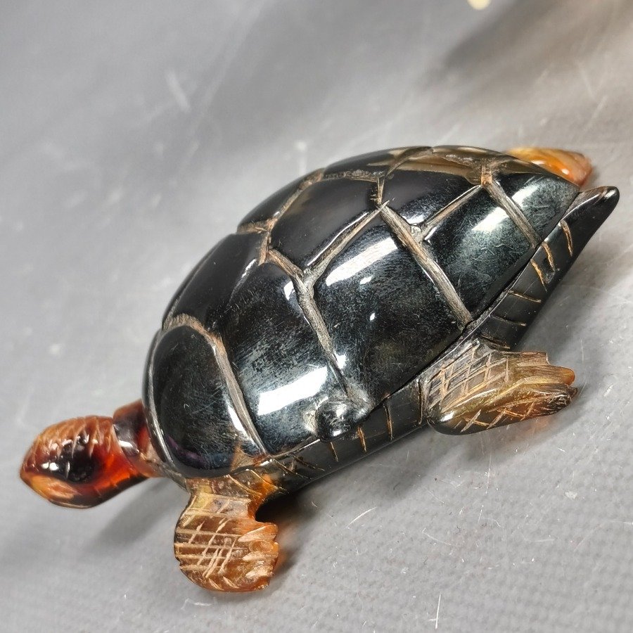 Pastillero en carey con fisonomía de tortuga tallada - imagen 9
