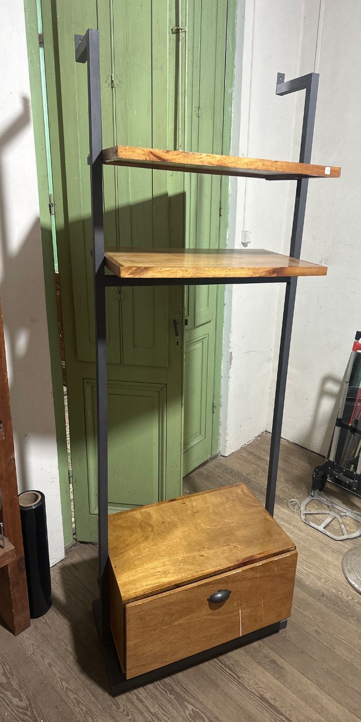 Estantería Industrial Hierro y Madera con Cajón