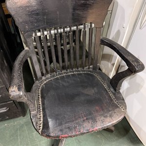 Antigua Silla de Escritorio Reclinable de Roble con Detalles - imagen 2