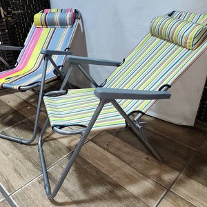 Lote de 2 Sillas Reposeras Reclinables con Almohadillas - imagen 4