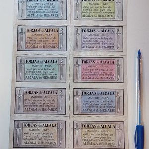 Pliego 10 Vales de Racionamiento Forjas de Alcalá, Madrid 1943 "El Alcázar No Se Rinde" - imagen 2