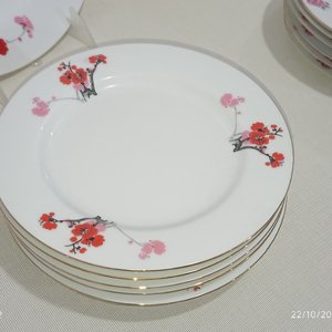 Conjunto de 13 Platos de Cerámica Decorada con Flores - Industria China - imagen 3