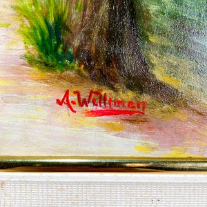 Cuadro al óleo "Claro en el Bosque" firmado por Williman - imagen 3