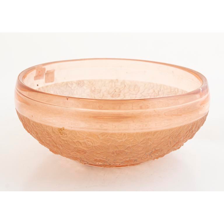 Centro de Mesa de Cristal Ámbar con Relieve de Rosas VSL - 23cm