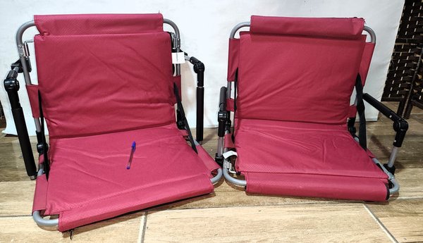 Lote de 2 Sillas Plegables Bajas Rojas Acolchadas para Playa o Estadio - imagen 1