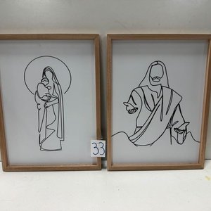 Set de 2 Cuadros Religiosos Modernos con Marco de Madera - imagen 2