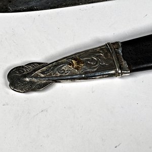 Facon Antiguo Hoja Acero "Camello" 36cm, Cabo Plata y Oro con Vaina - imagen 3