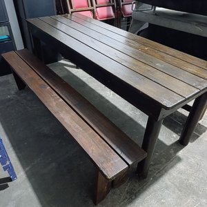 Conjunto Mesa Larga de Madera Maciza con Dos Bancos - imagen 6