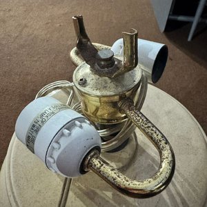Lote de 2 Veladores con Base de Cerámica Esmaltada Beige - imagen 3