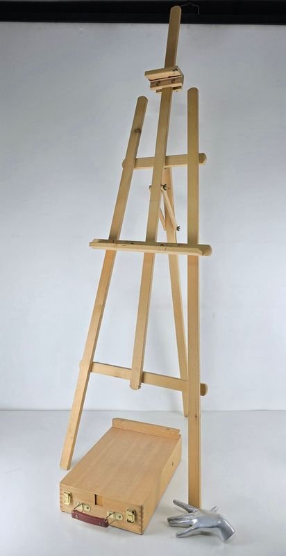 Atril Caballete de Madera Plegable con Caja de Artista