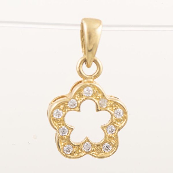 Dije de Oro 18k con Circonias en Forma de Flor