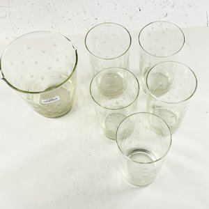 Seis piezas hialinas tallado estrellas, hilera y vasos altos - imagen 2