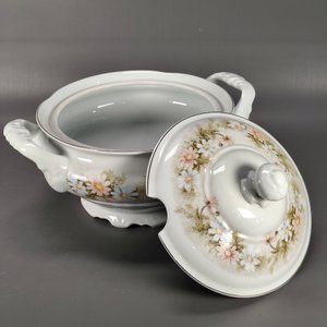 Sopera Schmidt de Porcelana Brasilera Pintada a Mano con Flores - imagen 4