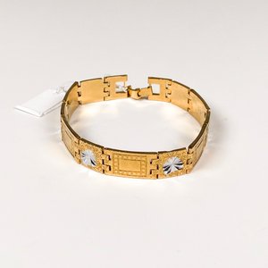 Pulsera Chata Enchapada Dorada 20 cm con Detalles Grabados - imagen 2