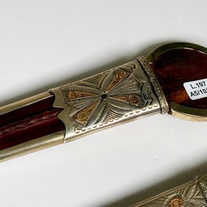 Cuchillo Criollo Hoja Solingen Franz Wenk Plata y Oro con Vaina - imagen 4