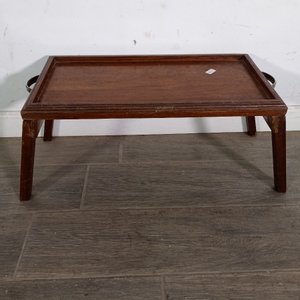 Mesita Plegable para Desayuno de Madera Oscura con Asas Metálicas - imagen 2