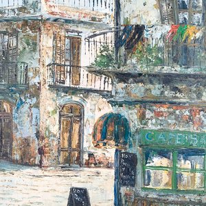 Cuadro Óleo "Ciudad Vieja" Firmado "A. Luz" - 48x38 cm - imagen 3