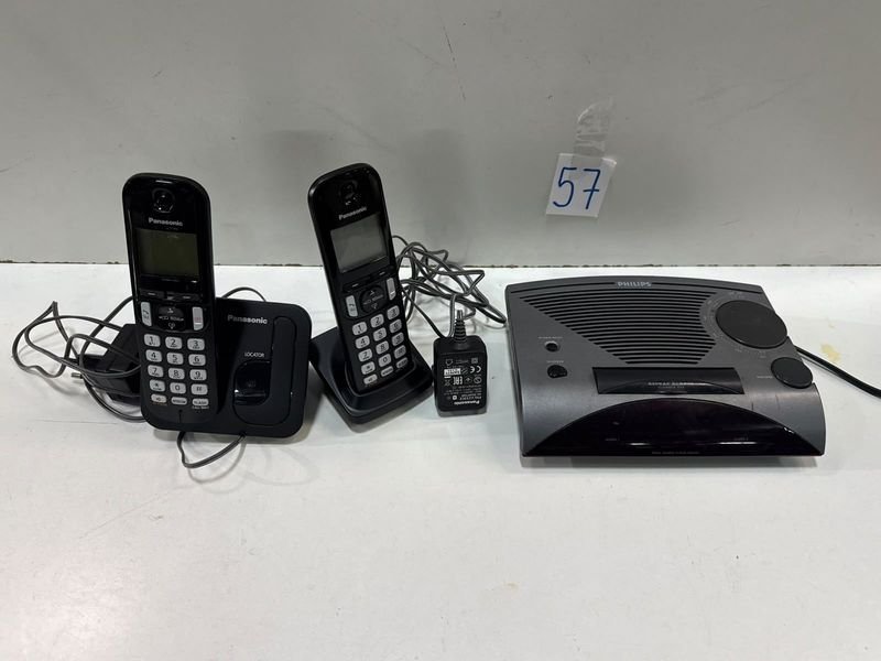2 Teléfonos Inalámbricos Panasonic y Radio Despertador Philips