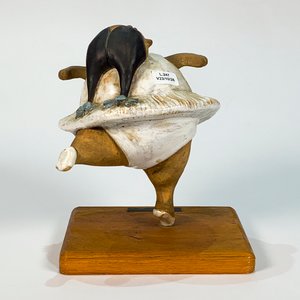 Escultura de Bailarina "Gorda" de Rodó Padilla en Cerámica y Base de Madera - imagen 4