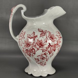 Jarra de Porcelana Blanca con Flores Rojas - Sellada "Anemone" - imagen 2