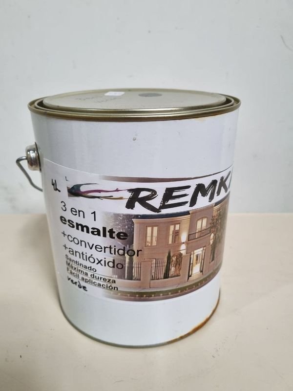 Lata de Esmalte Verde Satinado Remko 3 en 1 Antióxido y Convertidor 4 Litros