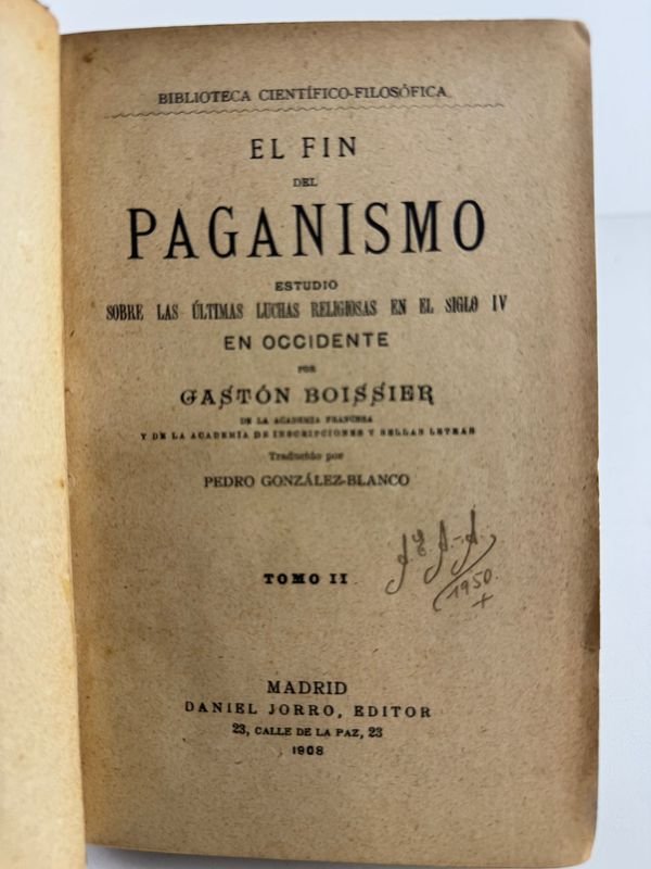 2 Tomos de El Fin del Paganismo por Gaston Boissier - Madrid 1908 - imagen 6