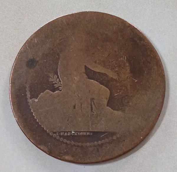 Moneda española de 5 céntimos de Cobre, año 1870 - imagen 2