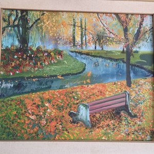 Óleo de Paisaje Otoñal Firmado - imagen 3