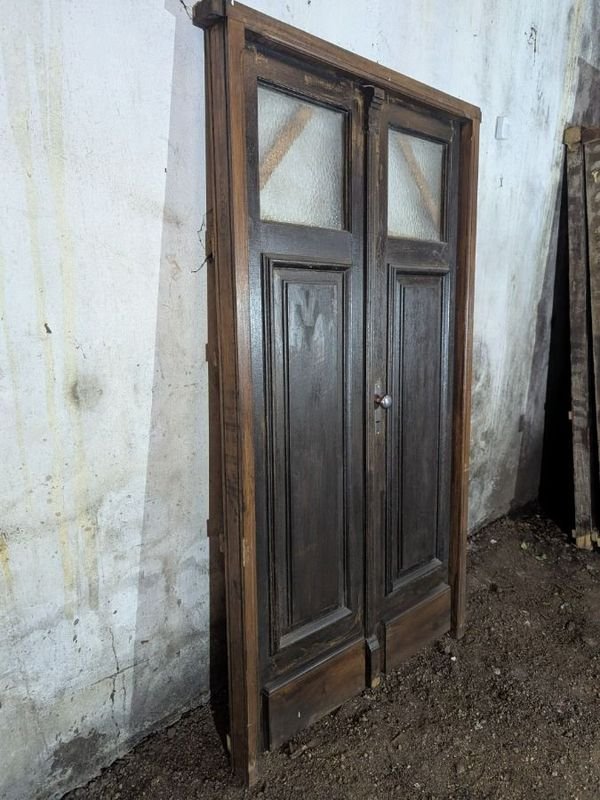 Puerta antigua de frente doble hoja y marco en cedro - imagen 11
